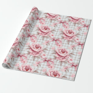 Papel De Presente Floral Rosa Coquette