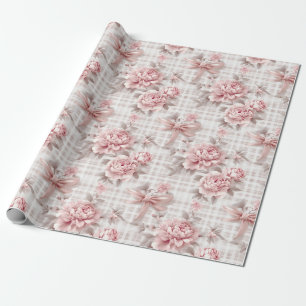 Papel De Presente Floral Rosa Coquette
