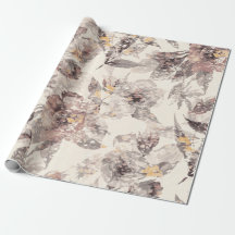 Papel de Presente Floral Rosa Empoeirado Vintage