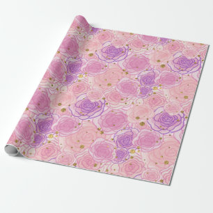 Papel De Presente Floral Rosa Glitter Cinza Rosa Girassol