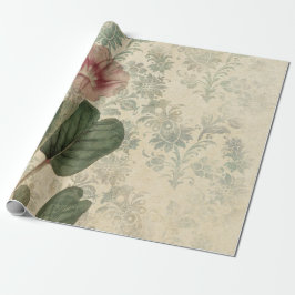 Papel De Presente Floral Rosa Grande Vintage