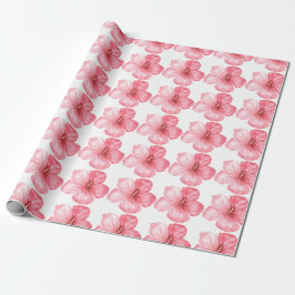 Papel De Presente Floral Rosa Havaiano Bonito Elegante Feminino