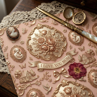 Papel de Presente Floral Rosa para o Dia das Mães