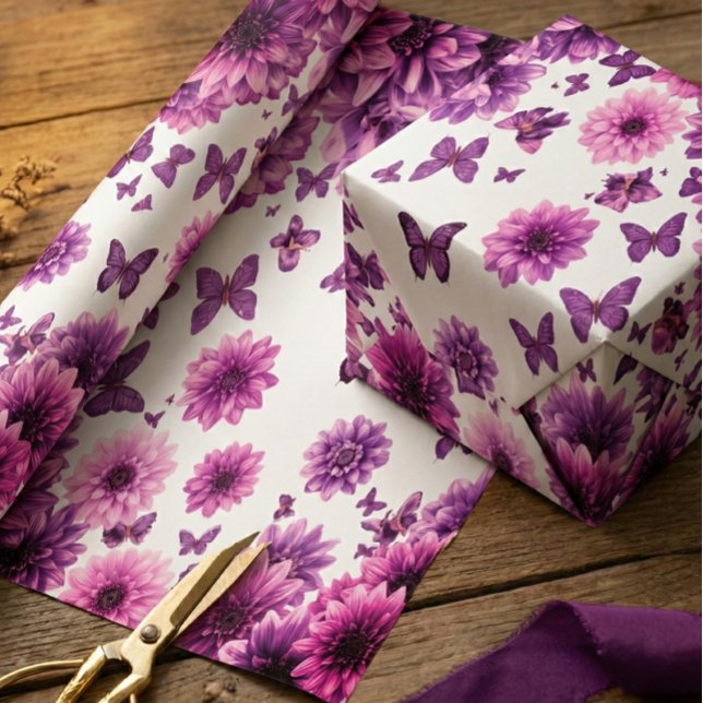 Papel De Presente Floral Rosa Romântica (Criador carregado)
