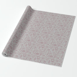 Papel De Presente Floral Rosa Simples na Cinza |