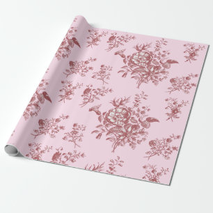 Papel De Presente Floral Rosa Vintage Elegante