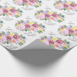 Papel De Presente Floral Rose Bouquet Personalizada de e para