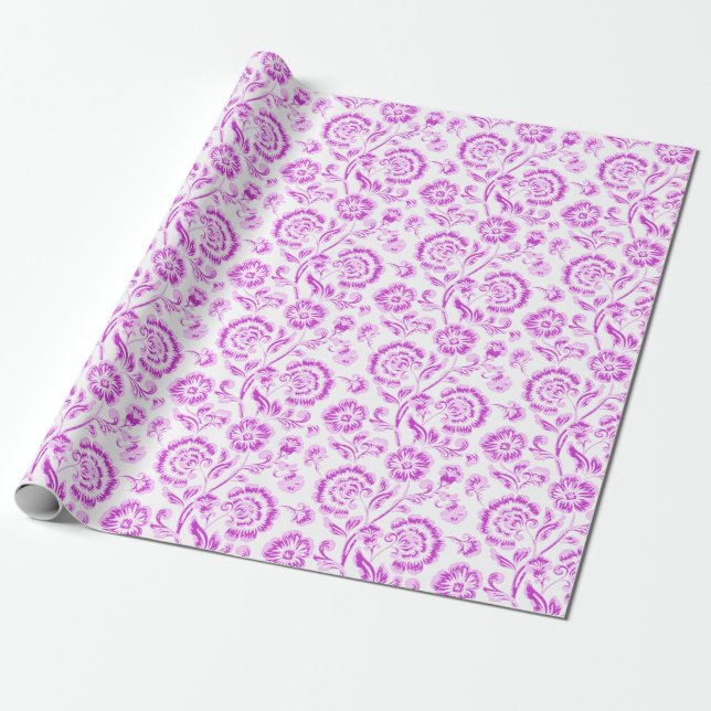 Papel De Presente Floral Roxo (Desenrolado)