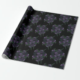 Papel De Presente Floral Roxo em Gótico Casado Negro