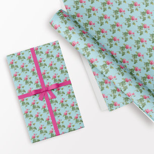 Papel De Presente Floral Russo do Pastel Azul e Rosa