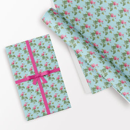 Papel De Presente Floral Russo do Pastel Azul e Rosa