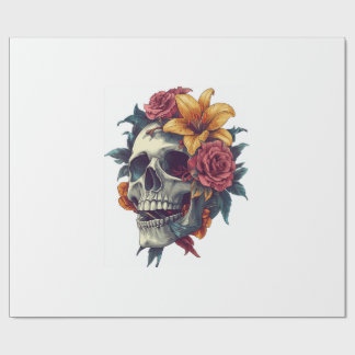 Papel De Presente Floral Skull Bloom