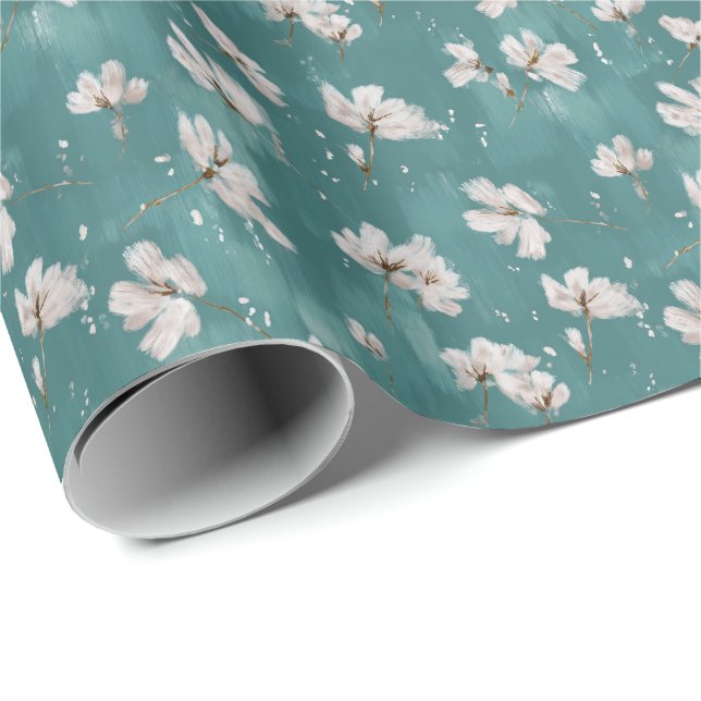 Papel De Presente Floral Snow Spring Wrapping Paper (Ponta do rolo)