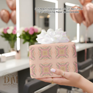 Papel De Presente Floral Soft rosa caleidoscópio Script Melhor Mãe