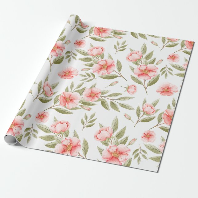 Papel De Presente Floral Suave (Desenrolado)