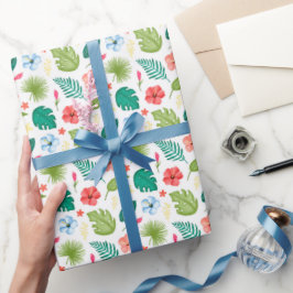 Papel De Presente Floral Tropical Havaiano