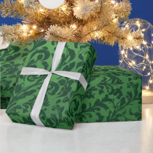 Papel de Presente Floral Verde Clássico Vitoriano