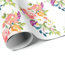 Papel De Presente Floral Vermelho Rosa