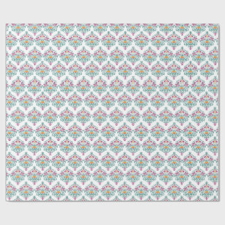 Papel De Presente Floral Whimsy Modern Damask Delight.