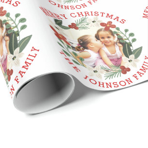 Papel De Presente Floral wreath Feliz Foto de Natal