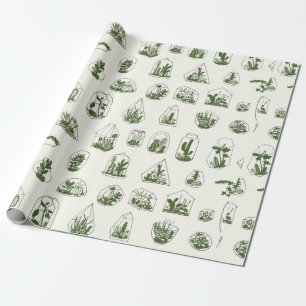 Papel De Presente Florário geométrico com padrão de suculentos.
