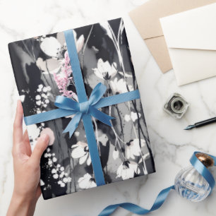 Papel De Presente Flores Abstratas — Monocromático Rosa Chic