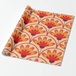 Papel De Presente Flores Abstratas Retrô Vintage em forma de vieira