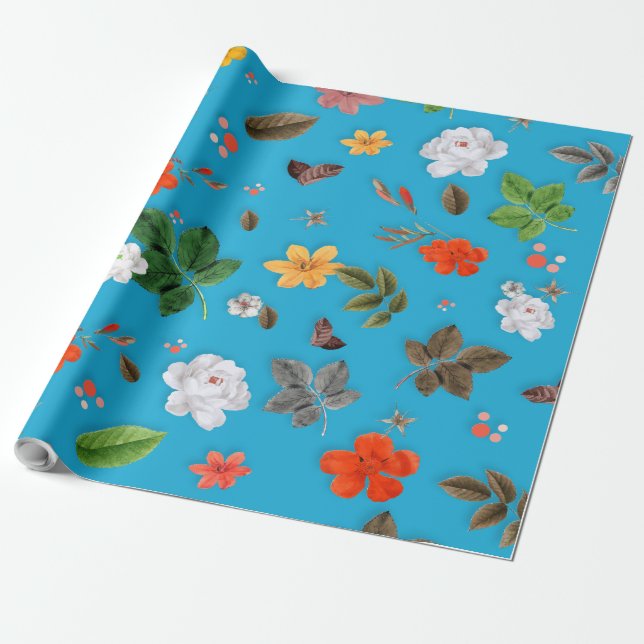 Papel De Presente Flores Amarelas e Rosas Brancas 24 (Desenrolado)