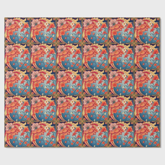 Papel De Presente Flores art nouveau (Aberto)