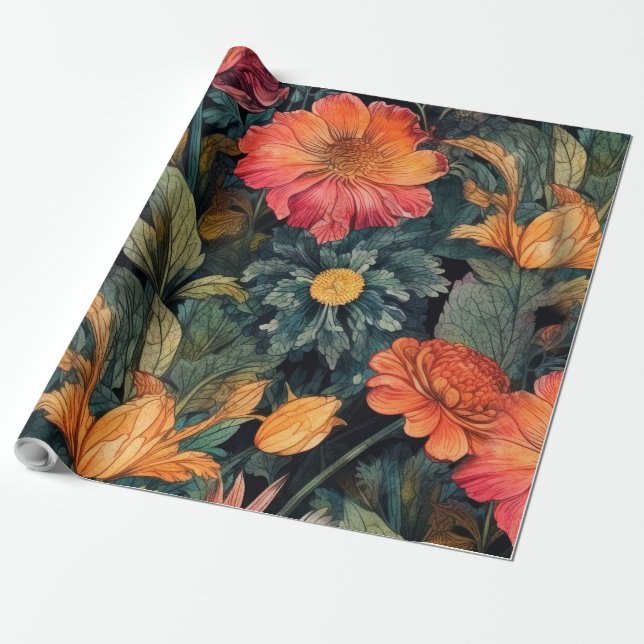 Papel De Presente Flores, arte natural (Desenrolado)