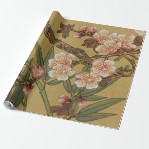 Papel De Presente Flores Asiáticas Japonesas de Cerejeira Vintage