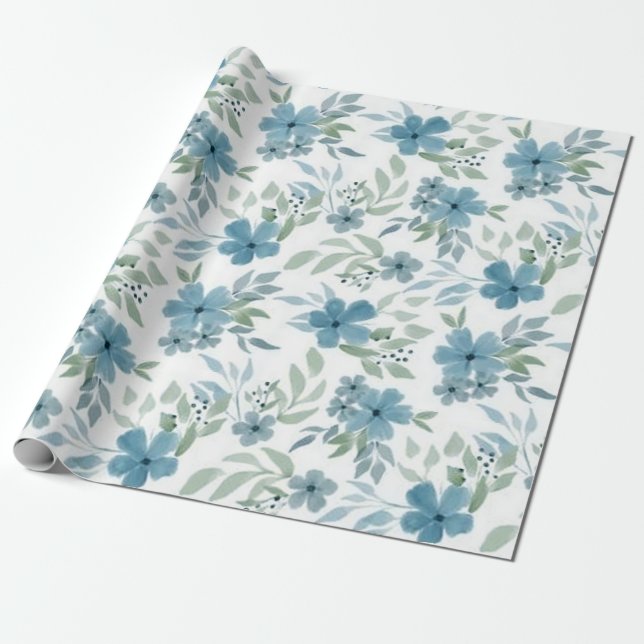 Papel De Presente Flores Azuis (Desenrolado)