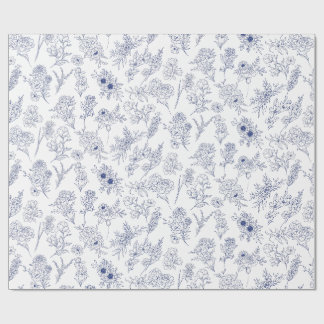 Papel De Presente flores azuis da estação