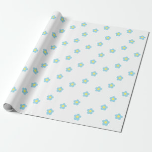 Papel De Presente Flores Azuis de Pastel Y2k Retro Minimalista 90s