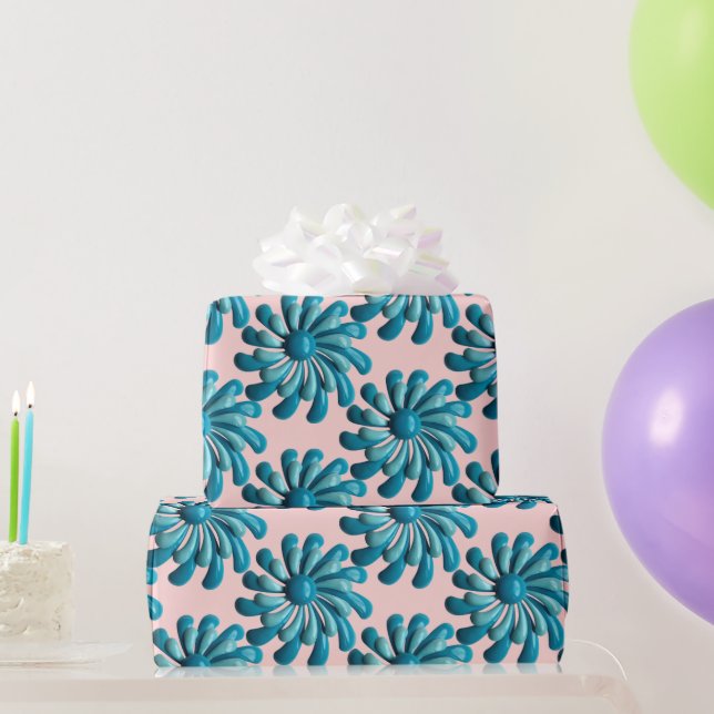 Papel De Presente Flores Azuis do MOD Primavera Jardim de Verão (Presentes para festas)