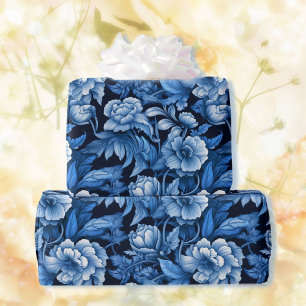 Papel De Presente Flores Azuis, Giftwrap Bonito Dramaticamente