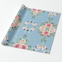 Papel De Presente Flores Bonitas Em Azul