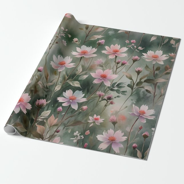 Papel De Presente Flores bonito (Desenrolado)