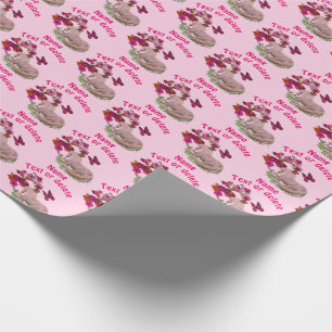 Papel De Presente Flores bonito de Borboletas do Unicórn Personaliza