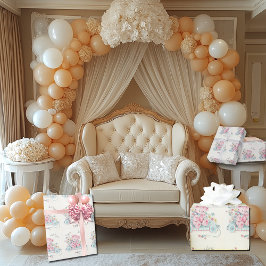 Papel De Presente Flores Bonito do Urso Rosa Vintage do chá de frald