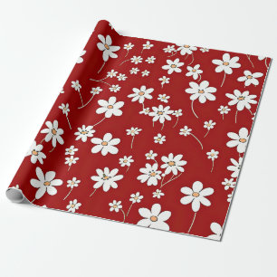Papel De Presente Flores bonito, Vermelhas E Brancas