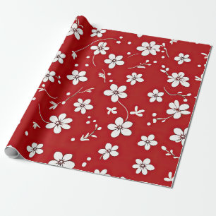 Papel De Presente Flores bonito, Vermelhas E Brancas