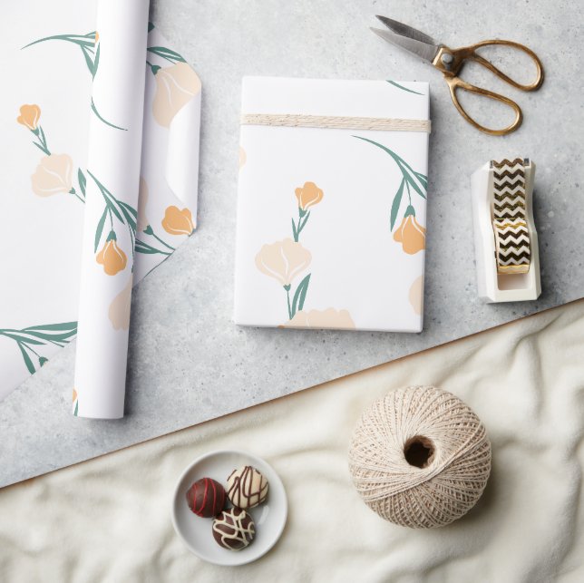 Papel De Presente Flores Botânicas Antigas Ilustração Floral (Artesanato)
