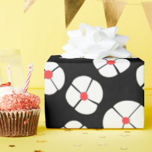 Papel De Presente Flores brancas em preto