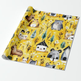 Papel De Presente Flores cegas abrigam animais Papel de enrolar