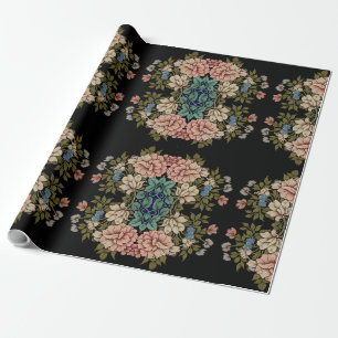Papel De Presente Flores Clássicas Inspiradas em Vintage Elegantes R