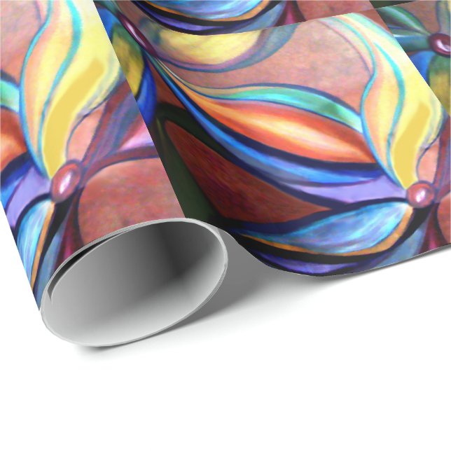 Papel De Presente Flores coloridas (Ponta do rolo)