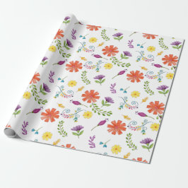 Papel De Presente Flores Coloridas da Festa Mexicana em Aquarela