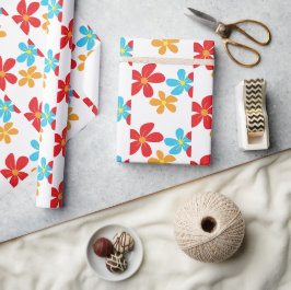 Papel De Presente Flores Coloridas Divertidas Em Branco