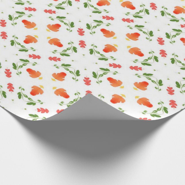 Papel De Presente Flores cor-de-laranja (Ponta)